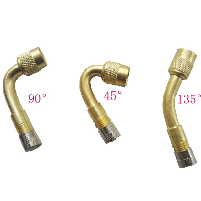 TopOne Tire Inflator Valve Extension 45/90/135 Degree Brass Adapter Car Tire Stem Extender Gold