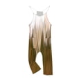 thumbnail image 4 of MKOSPLRT One Piece Jumpsuits for Girl V Neck Spaghetti Strap Overalls Color Block Lounge Harem Long Jumpsuits Summer Jumpers with Pokcets, 4 of 8