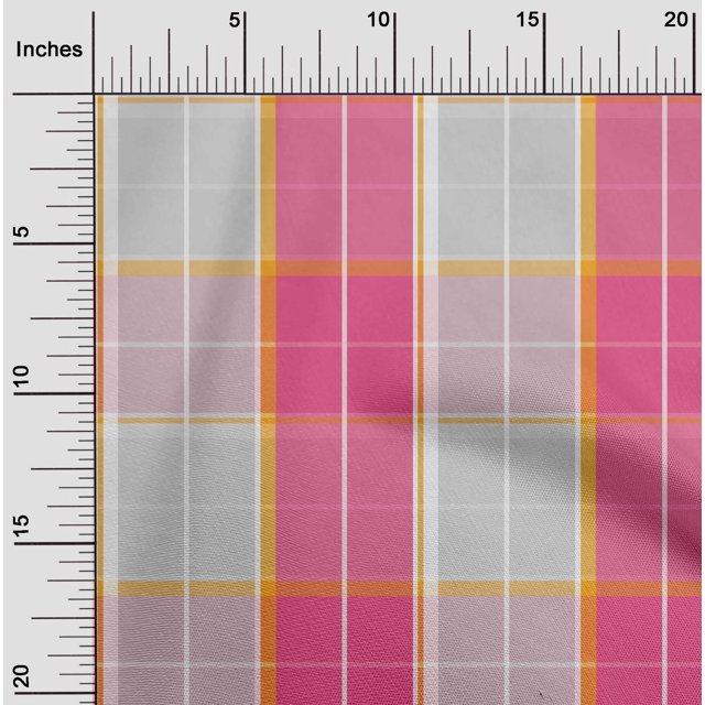 oneOone Silk Tabby Dark Pink Fabric Madras Check Craft Projects Decor Fabric Printed By The Yard 42 Inch Wide