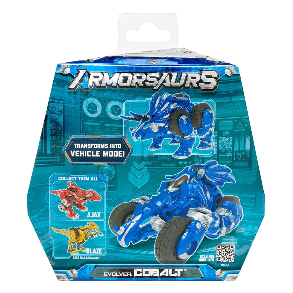 Dinosaure Armorsaurs Evolver Cobalt se transformant en véhicule-jouet, figurine Dino 2 en 1 avec transformation à plusieurs étapes, enfants, garçons, filles, âge 6 ans et +