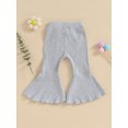 thumbnail image 2 of Kmbangi Kids Girl Flare Pants Solid Color Ribbed Elastic Bell Bottoms Trousers Bow Ruffle Pants for Toddler Baby, 2 of 8