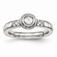 thumbnail image 1 of Acier Inoxydable Poli CZ Zircone Cubique Simulé Bague Diamant Taille 8 Bijoux Cadeaux pour les Femmes, 1 of 4