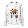 thumbnail image 4 of LMKIHUSA Chandails d'Halloween Fantôme pour Femmes Mode Décontractée Automne 2025 Chandail Kawaii Graphique Brillant Col Rond Chandail à Manches Longues Hauts Saison Effrayante Blanc,TG, 4 of 8