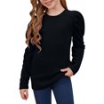 thumbnail image 4 of Posijego 3-14 Ans Filles Manches Longues Bouffantes T-Shirts Col Rond Doux Tunique Ample Décontracté Printemps, 4 of 6