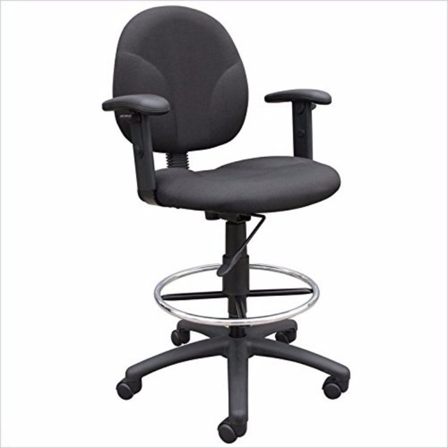 Nicer Furniture Fabric Drafting Adjustable Arms And Footing Black Stools