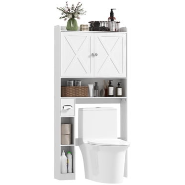 Over the Toilet Cabinet Farmhouse Above Toilet Bathroom Organizer White
