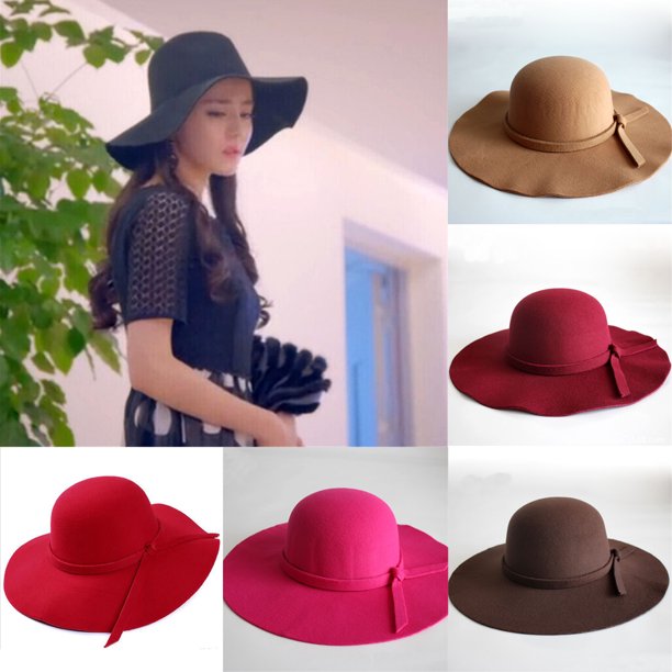 Elegant Wide Brim Sun Hat Bowler Hats Retro Ladies Wool  display picture 3