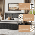 thumbnail image 4 of Bed Frame with 4 Storage Drawers and Upholstered Headboard, Queen/Full Size Upholstered Mattress Foundation with Linen Fabric/PU Leather/Velvet, No Box Spring Needed, 4 of 5