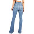 thumbnail image 3 of XZNGL Womens High Waist Pocket Wide Leg Jeans Flared Skinny Button Trousers, 3 of 4