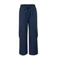 thumbnail image 5 of Tnhcen Women's Drawstring Low-Rise Cargo Pants - Multi-Pocket Stretch Workwear Relaxed Fit Casual Style Soft Lightweight Trousers, 5 of 5