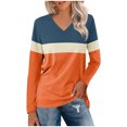 thumbnail image 1 of Pisexur Sweats à Capuche Femme Mode Color Block Patchwork V Col Sweat-Shirts Décontractés à Manches Longues pour Femmes Sweat-Shirt Oversize Léger et Fluide pour Femmes Pulls, 1 of 3