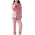 thumbnail image 1 of RKSTN Ensembles de Pyjama pour Femmes 2 Pcs Mode Flanelle Imprimée Poche Manches Longues+ Pantalon Long Ensemble de Pyjama Doux Confortable Pyjamas, 1 of 5