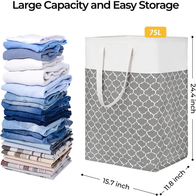 Home Textile Storage Freestanding Laundry Hamper Tall Clothes Hamper with Extended Handles for Dorm Family and Home Organization