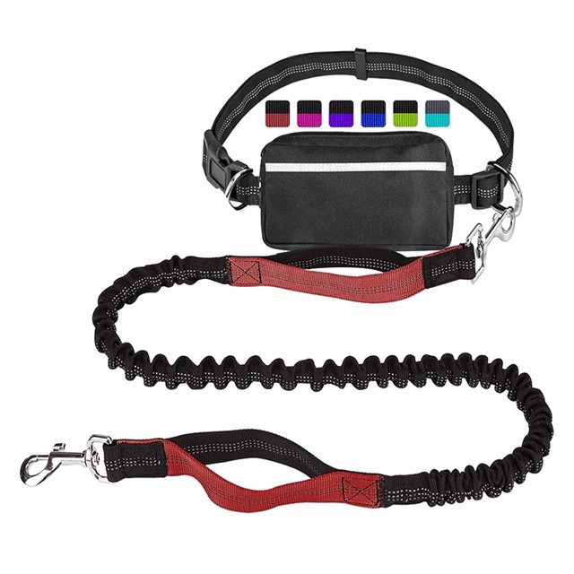 Ensemble de Cordes de Traction pour Course d'Animaux avec Sac de Taille en Nylon Réfléchissant Rétractable Ajustable pour Petits et Moyens Chiens Course Marche Sports de Nuit