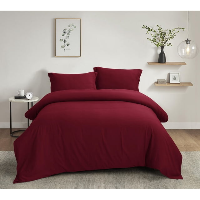 Swift Home Ultra Soft Solid Duvet Cover Set, King, Red