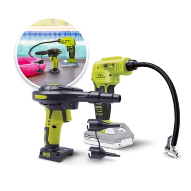 Sun Joe + Auto Joe Gonfleur Sans Fil 24 V à Grand Volume et Compresseur d'Air Portable avec Accessoires, Batterie 2,0 Ah et Chargeur
