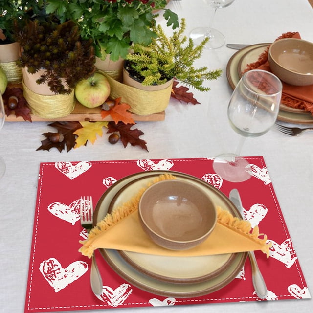 Fasiaou Valentine's Day Placemat Festive Party Dining Room Table Cover Home Kitchen Table Heat Mat,D