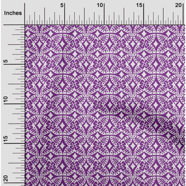 oneOone Polyester Lycra Fabric Floral Block Printed Fabric 1 Yard 56 Inch Wide