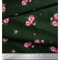 thumbnail image 2 of Soimoi Tissu Poly Georgette Imprimé Feuilles & Roses au Mètre 42 Pouces de Large, 2 of 3