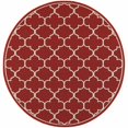 thumbnail image 1 of homeroots home decor 388664 Tapis Rond de 8 Pieds Rouge et Ivoire à Treillis pour Intérieur et Extérieur, 1 of 1