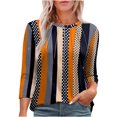thumbnail image 1 of Penkiiy Hauts à Manches 3/4 pour Femmes Col Rond Tunique Décontractée Chemises Plissées Basiques Coupe Ample 2025 L Noir, 1 of 8