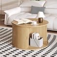 thumbnail image 2 of EDTara Round 28-Inch Coffee Table, Mid Century Modern Fluted Base With Hidden Storage and Sliding Tambour Door, 2 of 7
