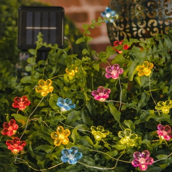 Mainstays Outdoor Solar 30CT Multicolor LED Flower String Lights