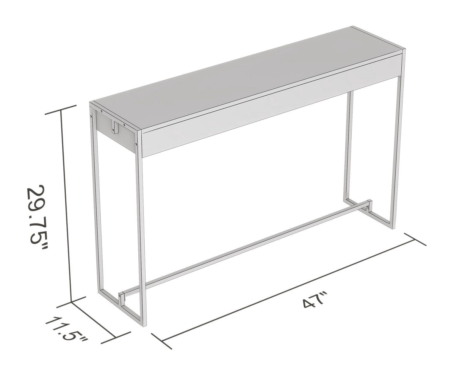 Safdie & Co. Table Console 47L Ciment Foncé Metal Noir