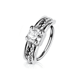 thumbnail image 1 of Nose & Cartilage Bendable Hoop Ring ,Prong CZ Centered Half Circle Top 18g-20g, 1 of 4