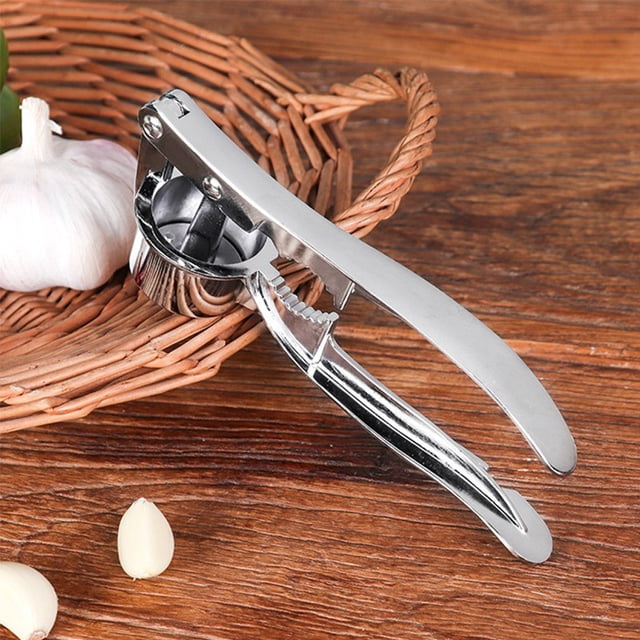 Oleegame 1PC Home Masher Squeezer Kitchen Crusher Steel Mincer Stainless Tool Press Garlic Kitchen,Dining Bar Silver