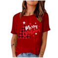thumbnail image 1 of Mode Femme T-Shirt Uni de Noël à Col Rond à Manches Courtes Imprimé Blouse Ample Hauts, 1 of 1