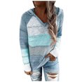 thumbnail image 1 of IROINID Liquidation Hauts Grande Taille pour Femmes, Pull Imprimé de Noël, Col Rond, Manches Longues, Boutons, Blouse, Bleu Ciel, 1 of 5