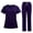 Dark Purple_007, variant on Ktyne Purple Scrubs for Women Set M Stretchy Nurse Uniform Short Sleeve Scrub Top & Jogger Pants Solid Color Scrubs Sets with Multi Pocket Dark Purple M