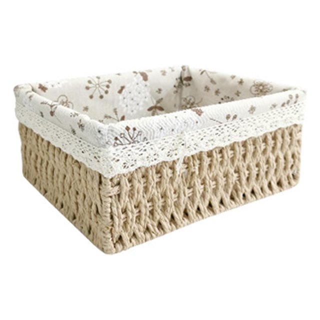 Multipurpose Rattan Storage Basket Clothing Cosmetics Sundries Container Decorative Baskets Home Decor Handmade for Desktop Dorm Bathroom , A