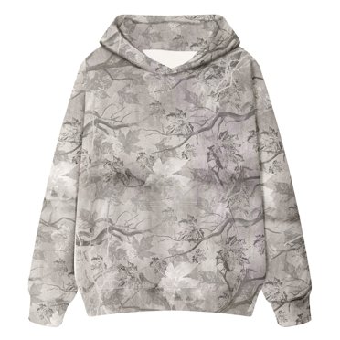 Camo Hoodie For Women Oversized Long Sleeve Pullover Maple Leaf Print Drop Shoulder Fleece Hooded Sweatshirt With Pocket Outfits