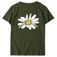thumbnail image 4 of KIHOUT Nouveau Haut de Mode d'Été pour Femmes 2025, T-Shirt à Manches Courtes à Col Rond Décontracté à Imprimé Floral Vert Armée TG, 4 of 5