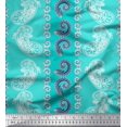 thumbnail image 1 of Soimoi Green Rayon Fabric Stripe & Paisley Print Fabric by Yard 56 Inch Wide, 1 of 3