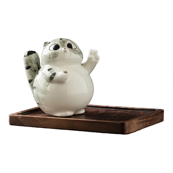 Ceramic Cat Incense Holder Handmade Desktop Ornament Cute Animal Decoration For Home Meditation Relaxation Study Living Room Bedroom