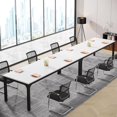 thumbnail image 1 of Tribesigns 78.74-Inch White and Black Conference Table, Large Office Meeting Seminar Desk with Metal Legs and Adjustable Foot Pads, Seats 6–8, Only Table Included, 1 of 5