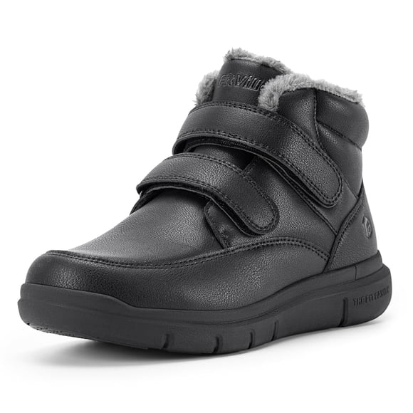 FitVille Bottes d'Hiver Larges pour Hommes, Imperméables, Doublées de Fausse Fourrure, Bottes de Neige pour Hommes avec Fermeture à Crochet et Boucle