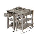 thumbnail image 1 of Vabches Ensemble de 2 Tables d'Appoint avec Station de Recharge, Table d'Appoint Étroite pour Petit Espace, Table de Nuit Mince avec Tiroir de Rangement, Gris Rustique, 1 of 7
