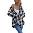 thumbnail image 2 of Qertyioot Mode Hiver Femmes Veste Décontractée Imprimée Manches Longues Hauts Manteau à Carreaux, 2 of 9