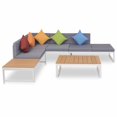 thumbnail image 1 of vidaXL 4 Piece Garden Lounge Set with Cushions Aluminium and WPC, 1 of 10