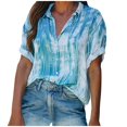 thumbnail image 1 of Womens Short Sleeve Blouses Womens Button Printed Short Sleeve Backswing Length V-Neck T- Blouses Women Short Sleeve Tops Women Short Sleeve Blouse Short Sleeve Tops for Women, 1 of 6