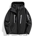 thumbnail image 2 of Sentmoon Women Jacket Oversized Hooded Neck Long Sleeve Coat Women Zipper Solid Color Windproof Waterproof Womens Fall Clothes Fall and Winter Stylish for Backpacking and Camping, 2 of 4