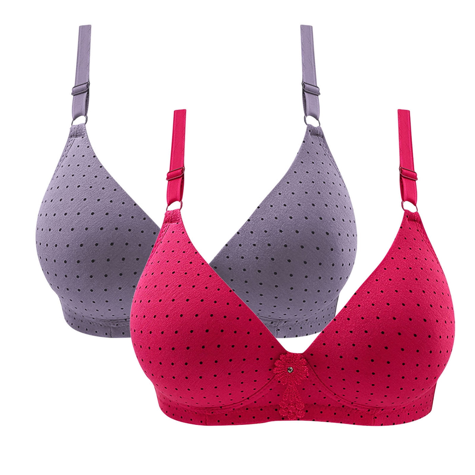 Timegard 2pc Wireless Bras for Women Breathable Comfort Adjustable Strap High Support Everyday Bralette
