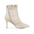 thumbnail image 3 of Unique Bargains Women's Mesh Stiletto High Heels Ruffle Prom Ankle Boots Beige 7.5, 3 of 7