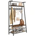 thumbnail image 4 of Hall Tree with Single/Double Row Coat Hooks, 23.6inch/39.3inch Wide Shoe Storage Bench and Top Shelf, Entryway Organizer for Hallways or Bedrooms, Industrial Rustic Coat Rack with Bench, Black/Gray, 4 of 8