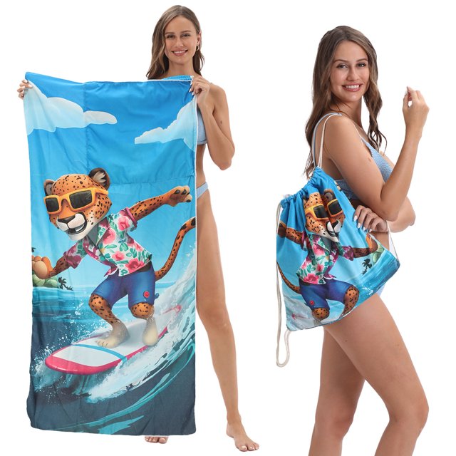 Foldable Beach Towel Printed Bath Towel All-in-one Beach Towel All-in-one Bag For Storage