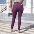thumbnail image 4 of Bmisegm Jeans Taille Haute Extensibles Ajustés pour Femmes, Violet, TG, 4 of 5